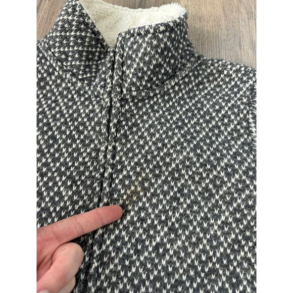 LL Bean Zip Sweater Jacket Womens Small Sherpa Lined Cinch Waist Gray Birds Eye - Picture 6 of 11